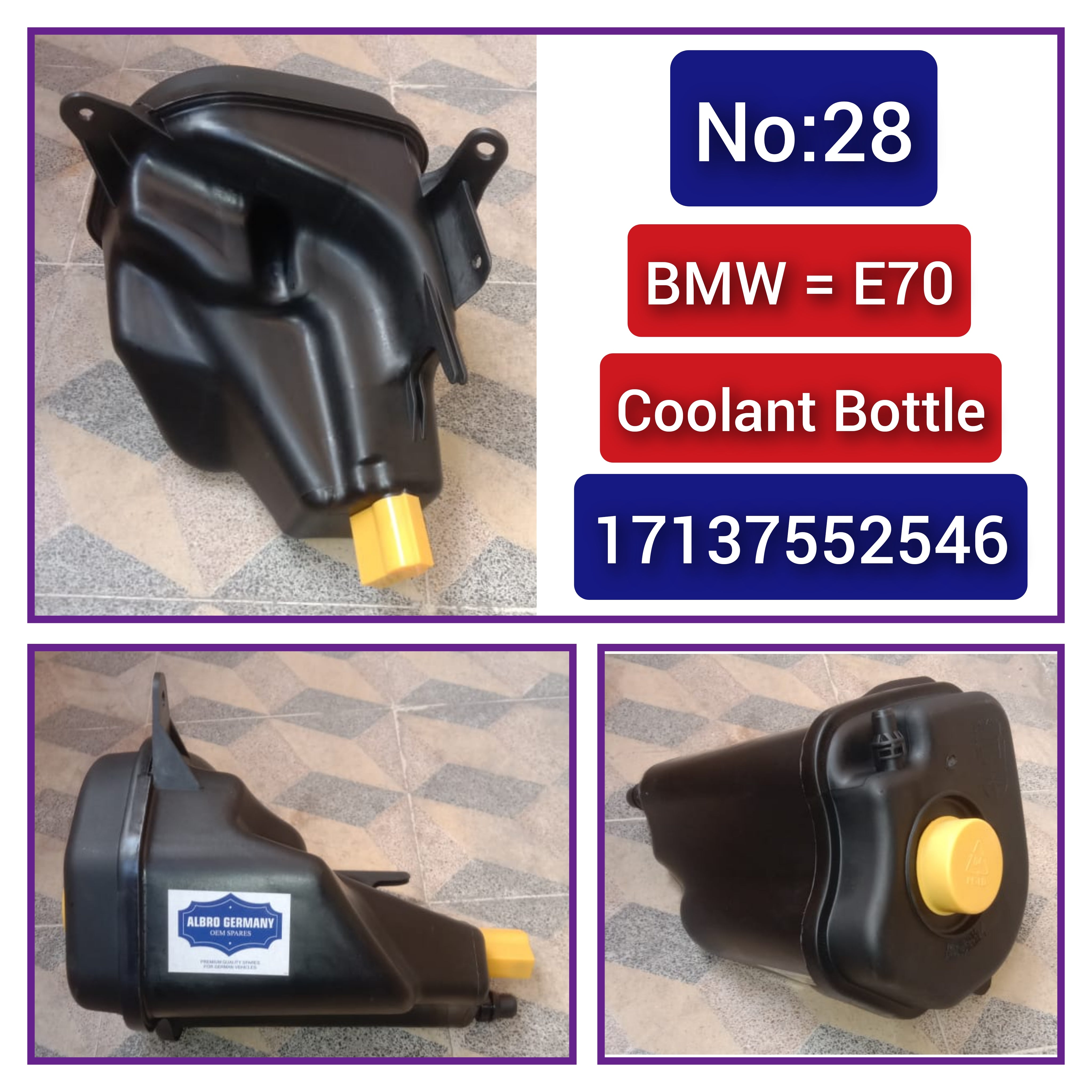 Coolant Bottle 17138621092 17137552546 17137647290 For BMW X5 E70  Tag-B-28