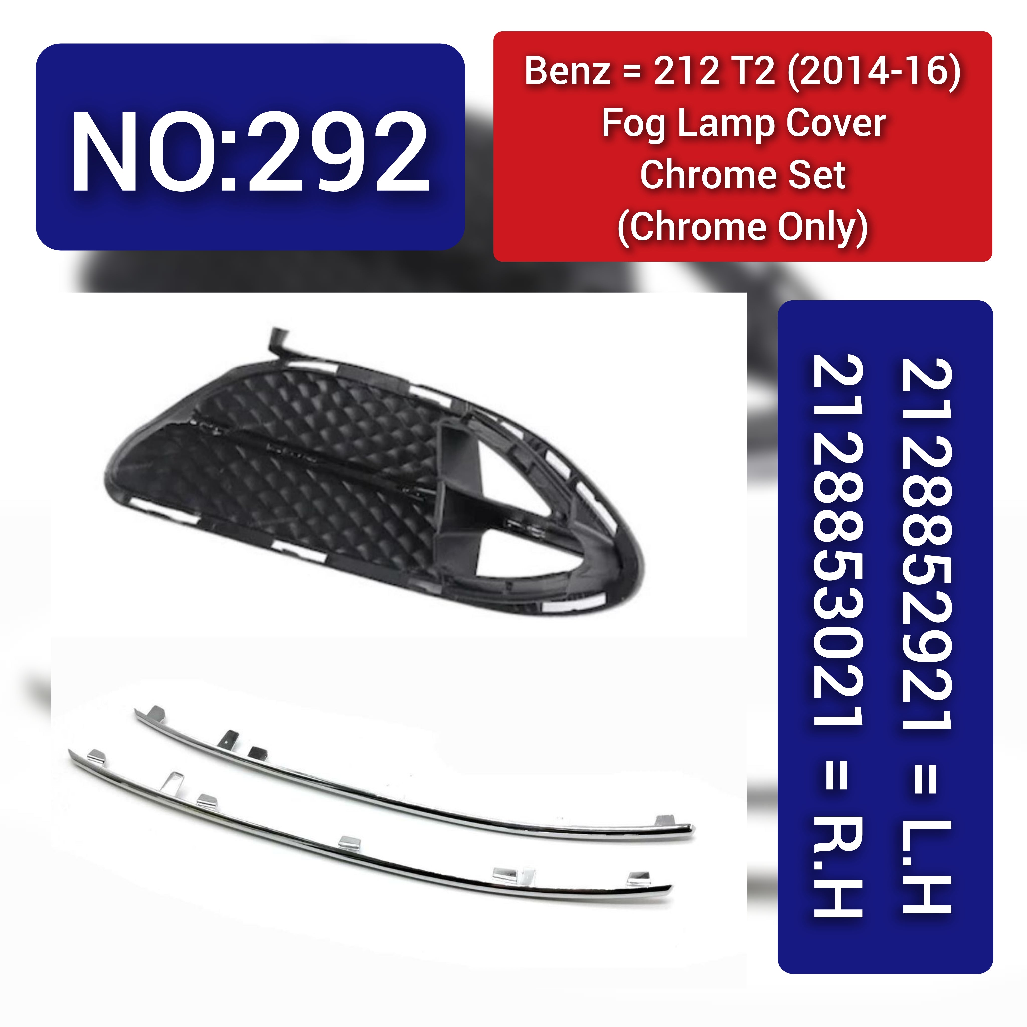 Fog Lamp Chrome Compatible With MERCEDES-BENZ E-CLASS W212 2014-2016 Fog Lamp Chrome Left 2128852921 & Right 2128853021 Tag-FC-292