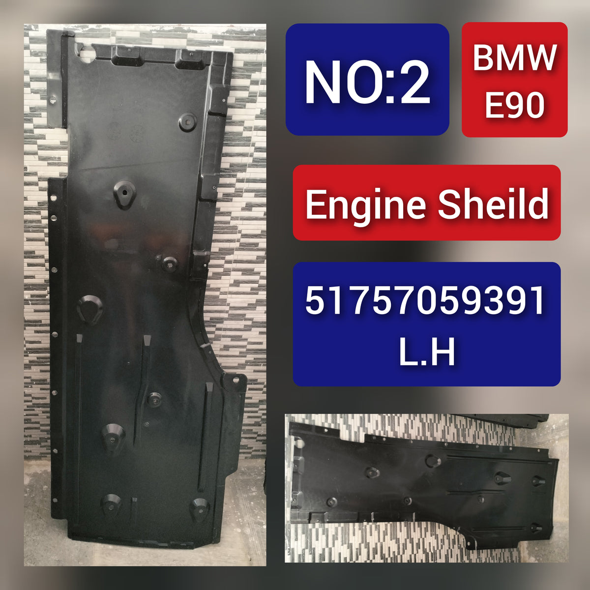 Left Under-Body Shield  51757059391 Compatible with BMW 3 Series E90 Tag No.2