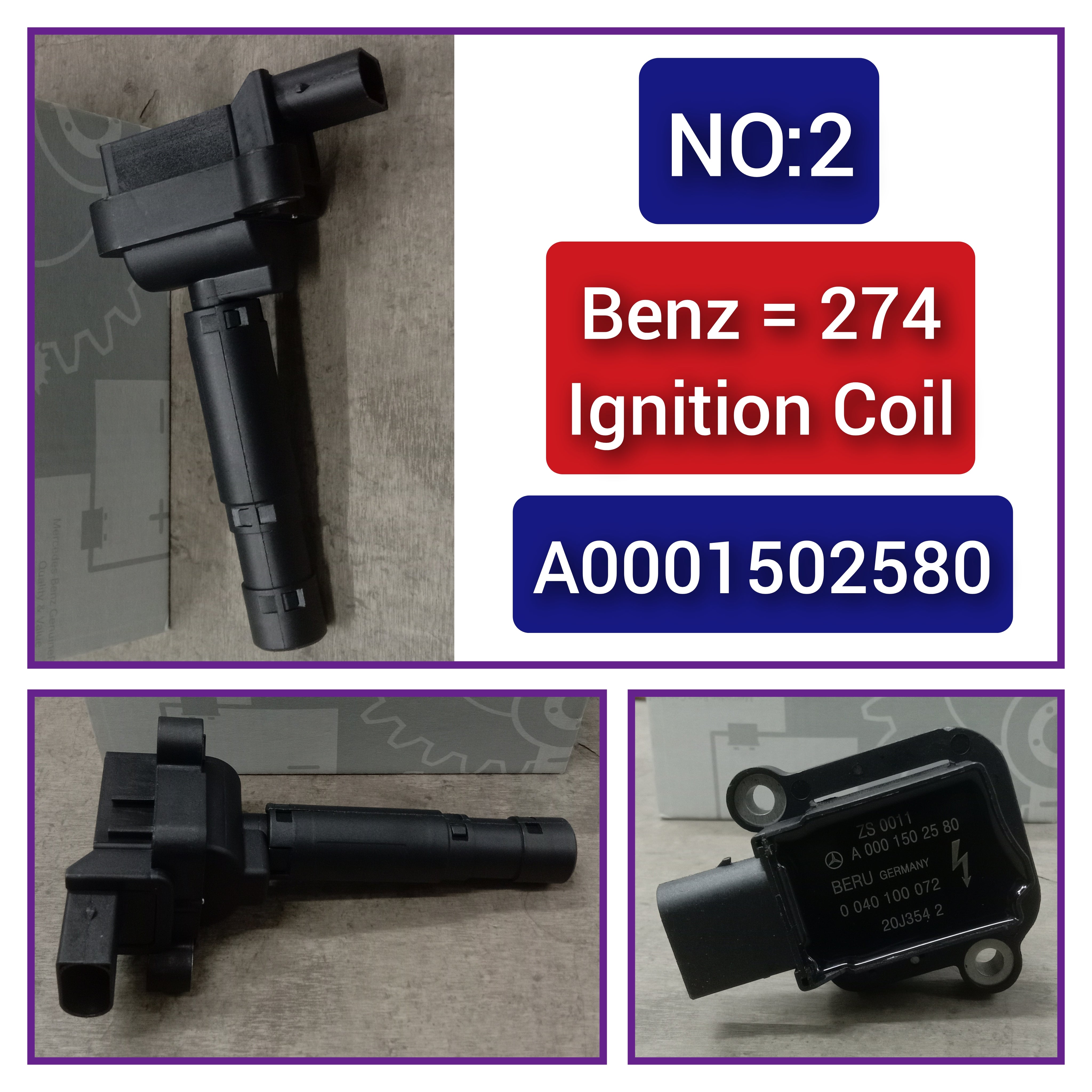 Ignition Coil  0001502580 For MERCEDES-BENZ C-CLASS W203 W204 & E-CLASS W211 W212 Tag-I-02
