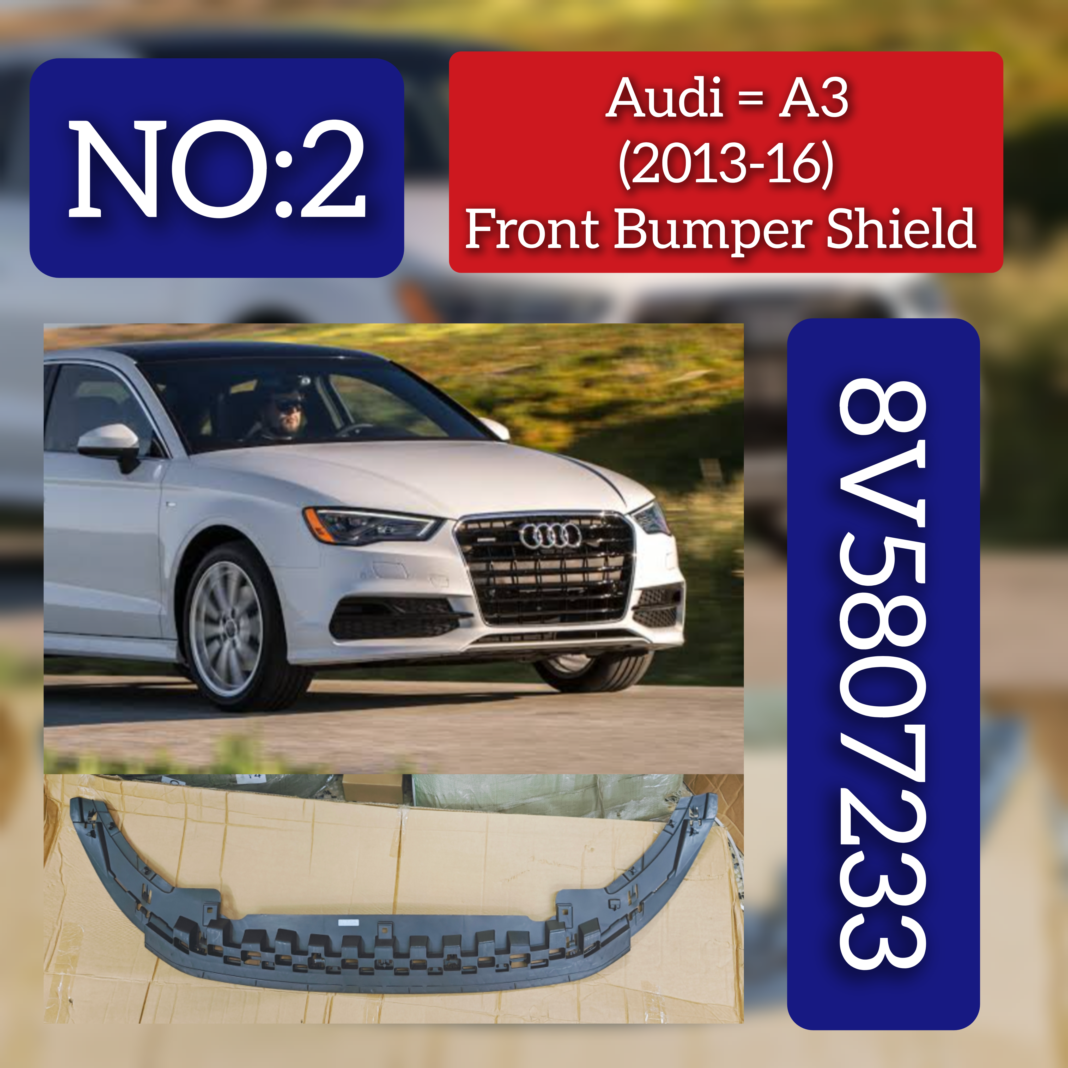 Front Bumper Sheild 8V5807233 Compatible With AUDI A3 Convertible (8V7, 8VE) | A3 / S3 A3 Limousine (8VS, 8VM) | A3 / S3 2013-2016