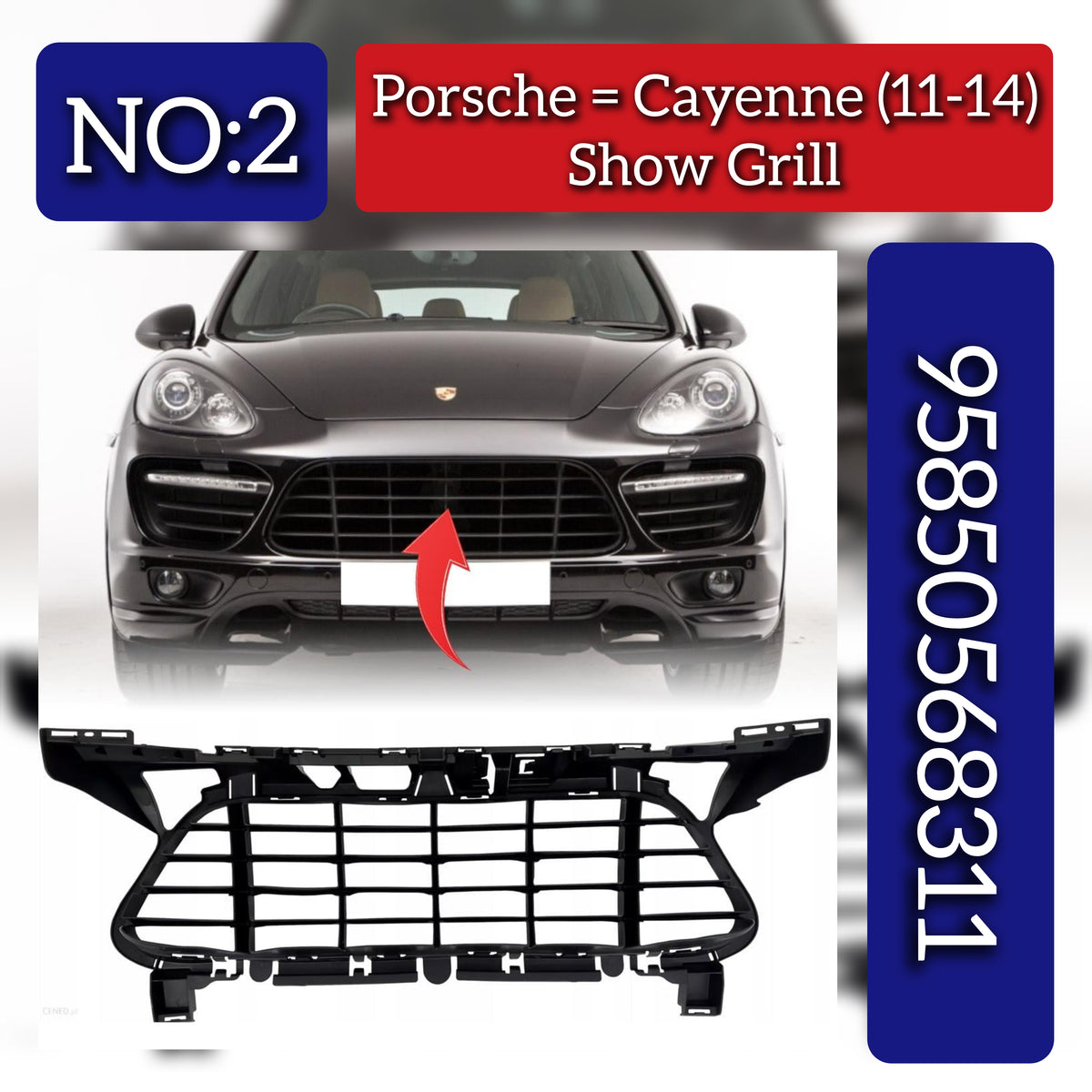 Show Grill 95850568311 Compatible With Porsche Cayenne (2011-2014) Tag No.2