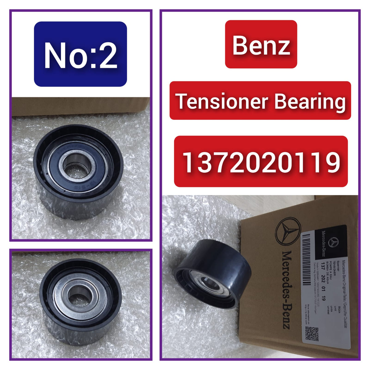 Belt Idler Pulley 1372020119 6422000970 Compatible with MERCEDES-BENZ CLS (C218) & GL-CLASS (X166) & GLC (X253) &  E-CLASS (W212) & E-CLASS (W213) & S-CLASS (W221, V221) & S-CLASS (W222, V222, X222) Tag no : 2