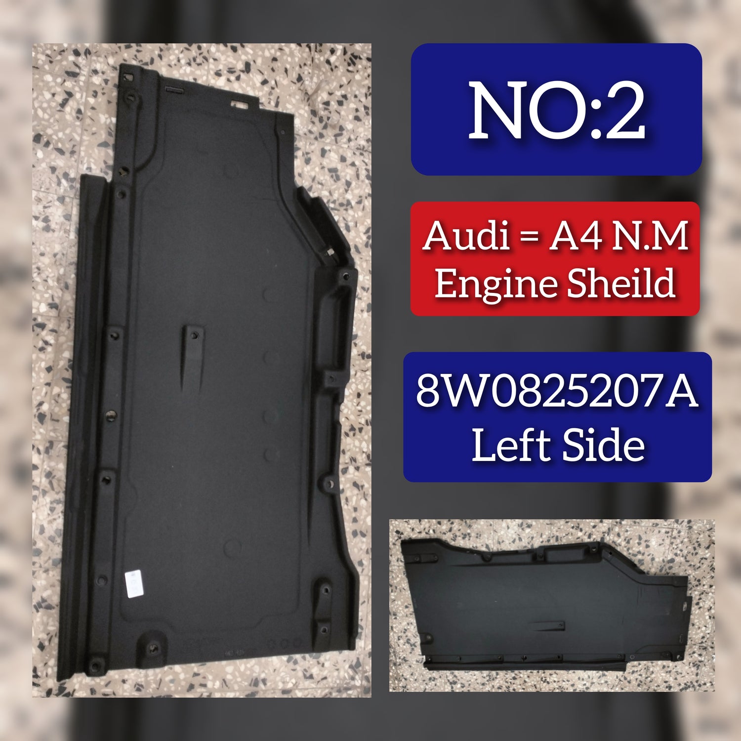 Left Side Underbody Side Shield  8W0825207A Compatible With AUDI A4 B9 (8W2, 8WC) | A4 / S4 Tag No.2