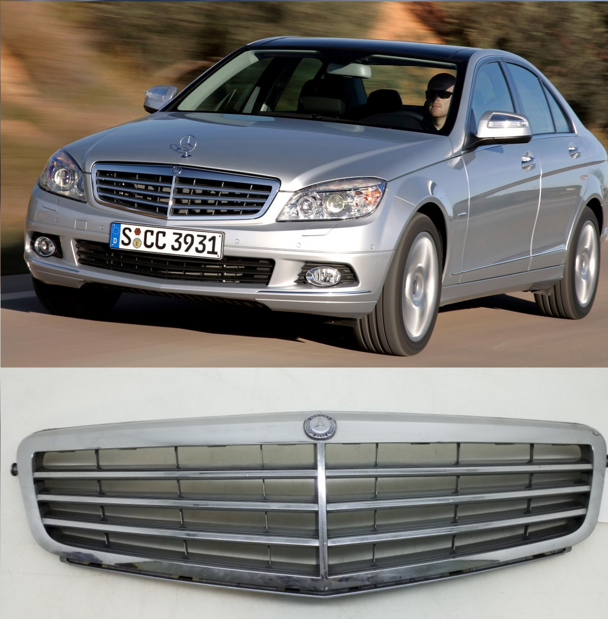 Show Grill Compatible With  Mercedes Benz C-CLASS W204 T-1 OLD (3: Lines)   Tag 2