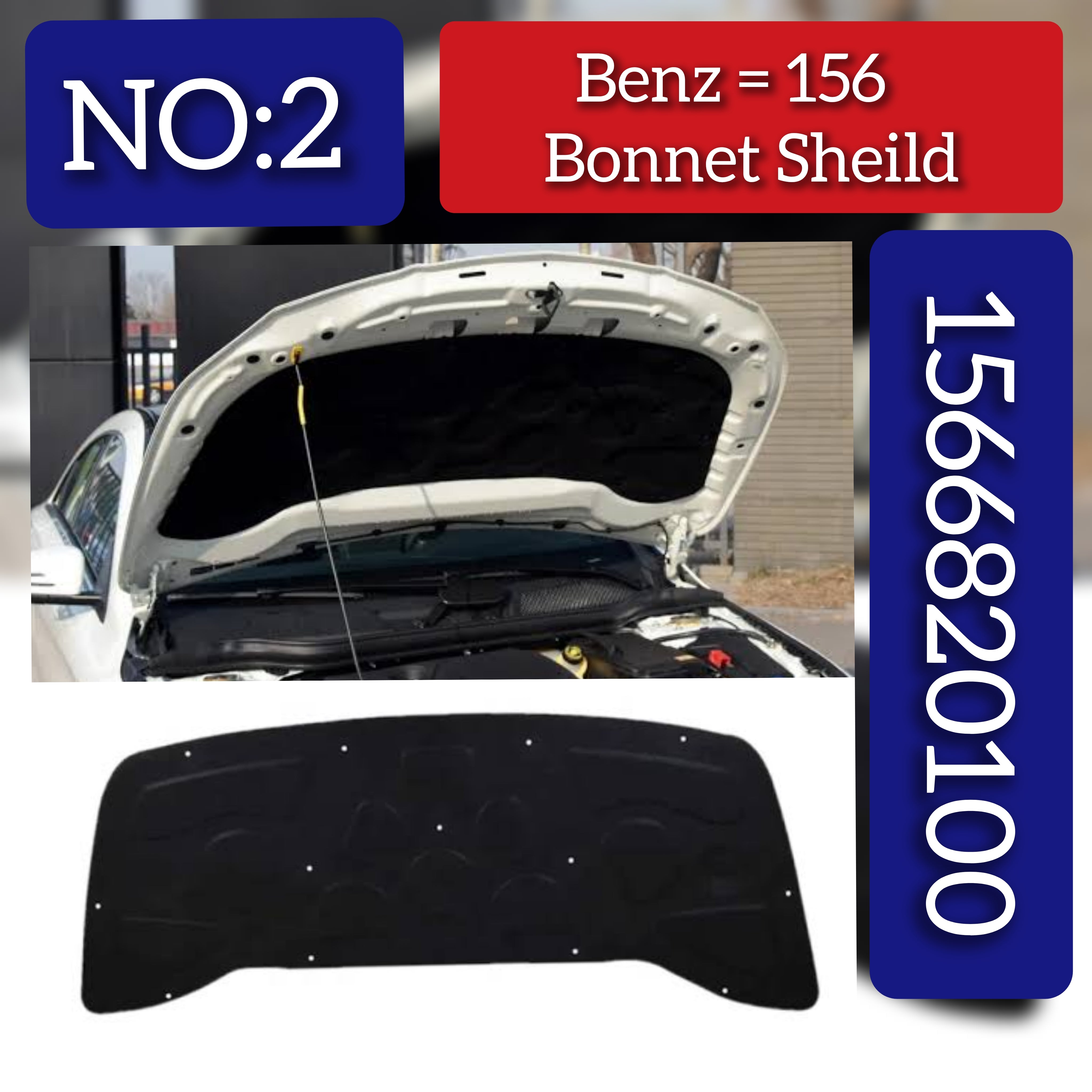 Engine Insulation Mat under tray Cover shield  1566820100 A1566820100 Compatible With Mercedes Benz GLA-CLASS W156 Tag No.2
