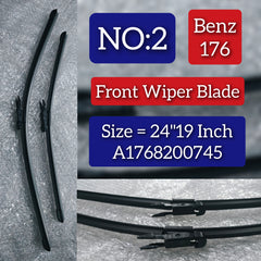 Front Wiper Blade Set (24+19 Inch) A1768200745 A1768202700 A2468201345 Compatible with MERCEDES-BENZE-CLASS (W176 ) Tag No.2