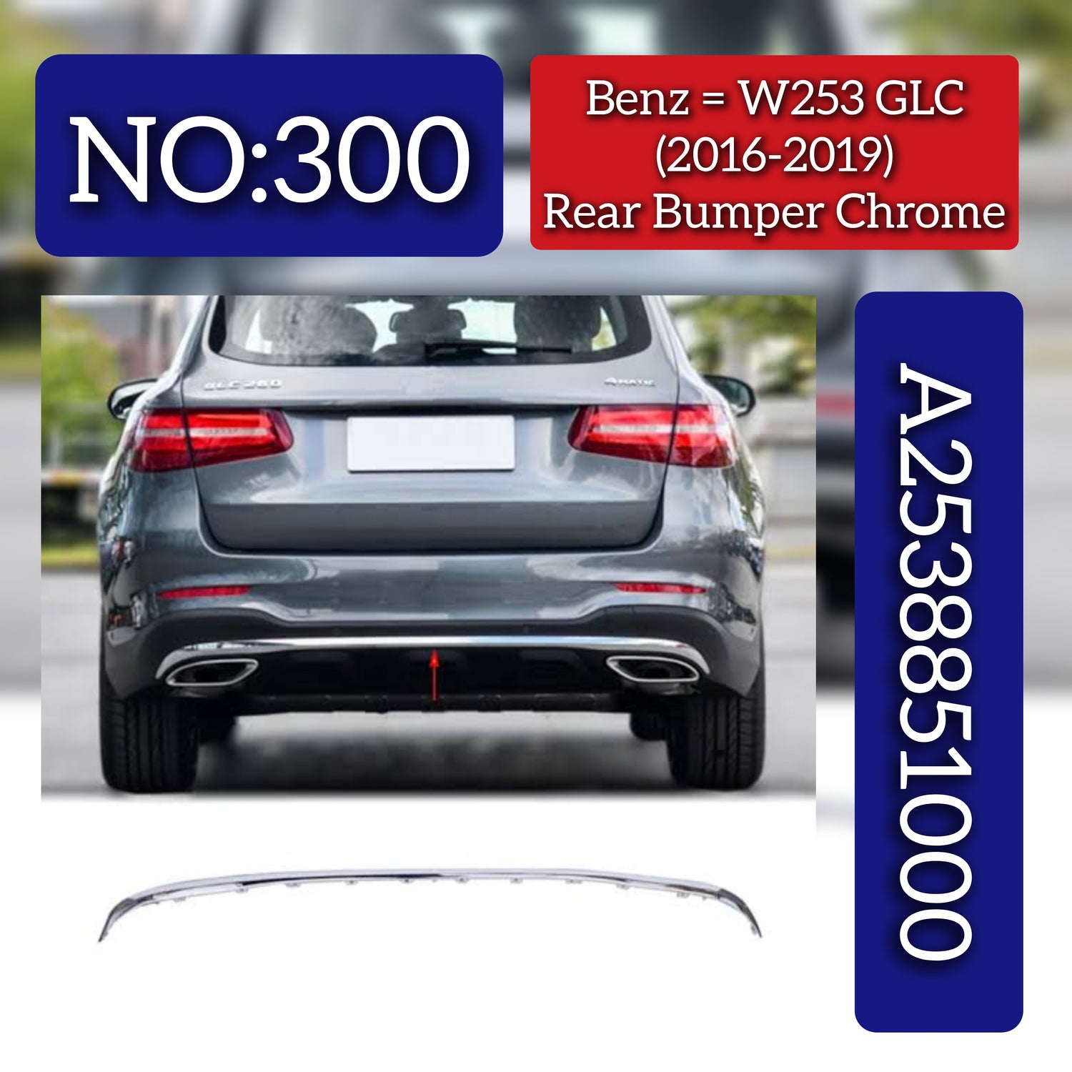 Rear Bumper Chrome A2538851000  2538851000 Compatible With Mercedes Benz X253 (2016-19) Tag NO.300