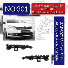 Front Bumper Bracket Set Left 3AD807183 Right 3AD807184 Compatible With Volkswagen  For Passat B7 Tag No.301