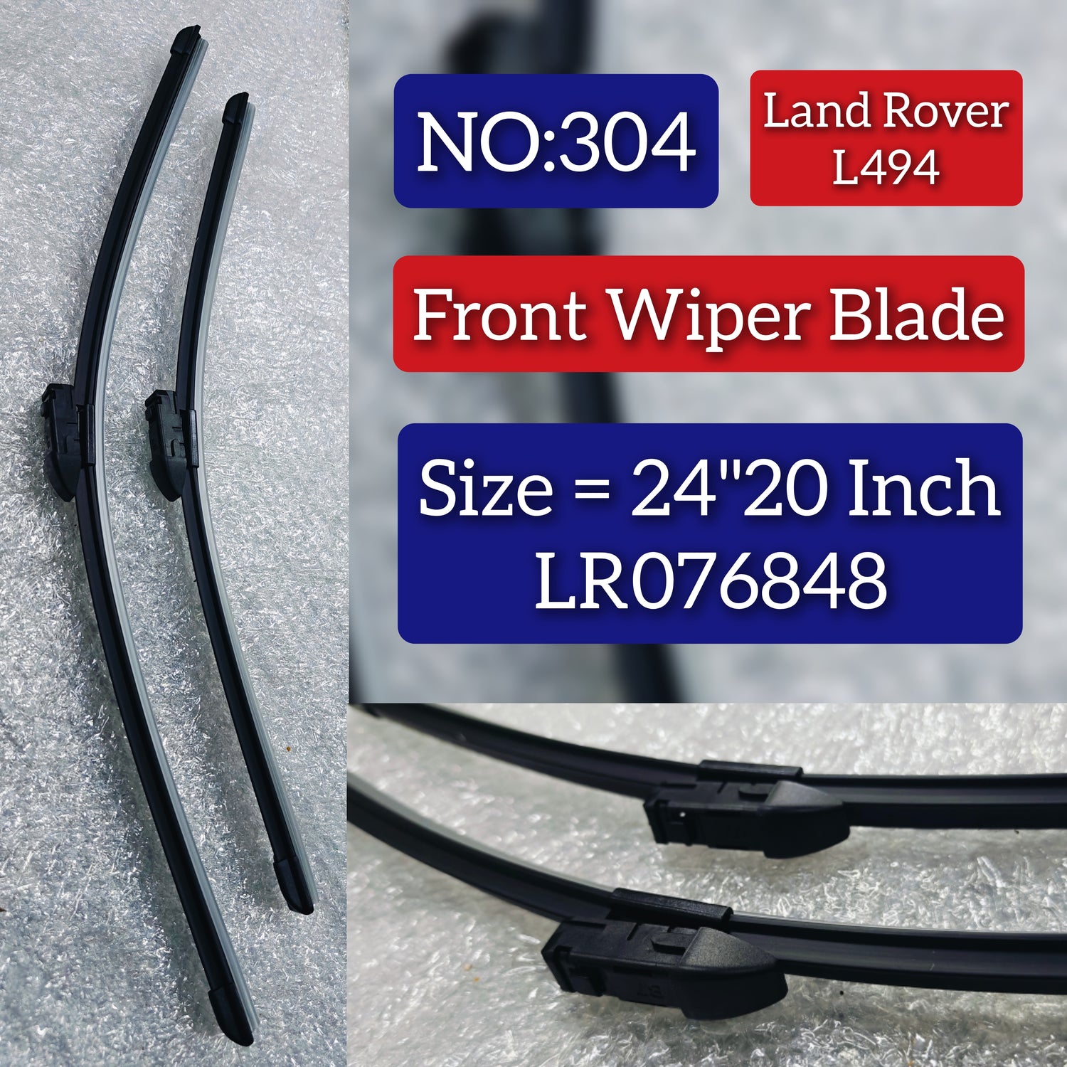 Front Wiper Blade Set (24'20 Inch) LR076848 033022 069006 076848 LR069006 Compatible with LAND ROVER RANGE ROVER IV (L405) & RANGE ROVER SPORT II (L494) Tag No.304