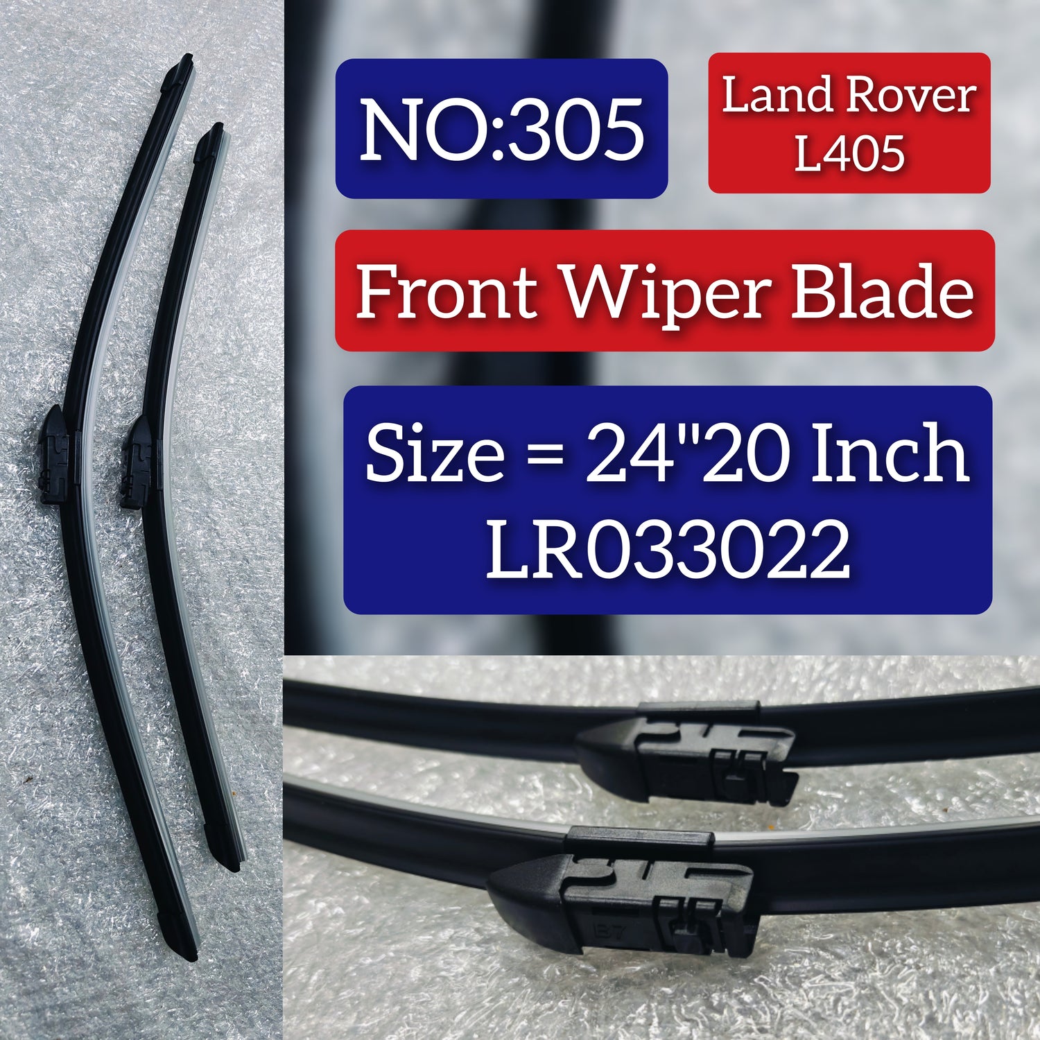 Front Wiper Blade Set (24'20 Inch) LR033022 LR033023 Compatible with RANG ROVER L405 Tag No.305