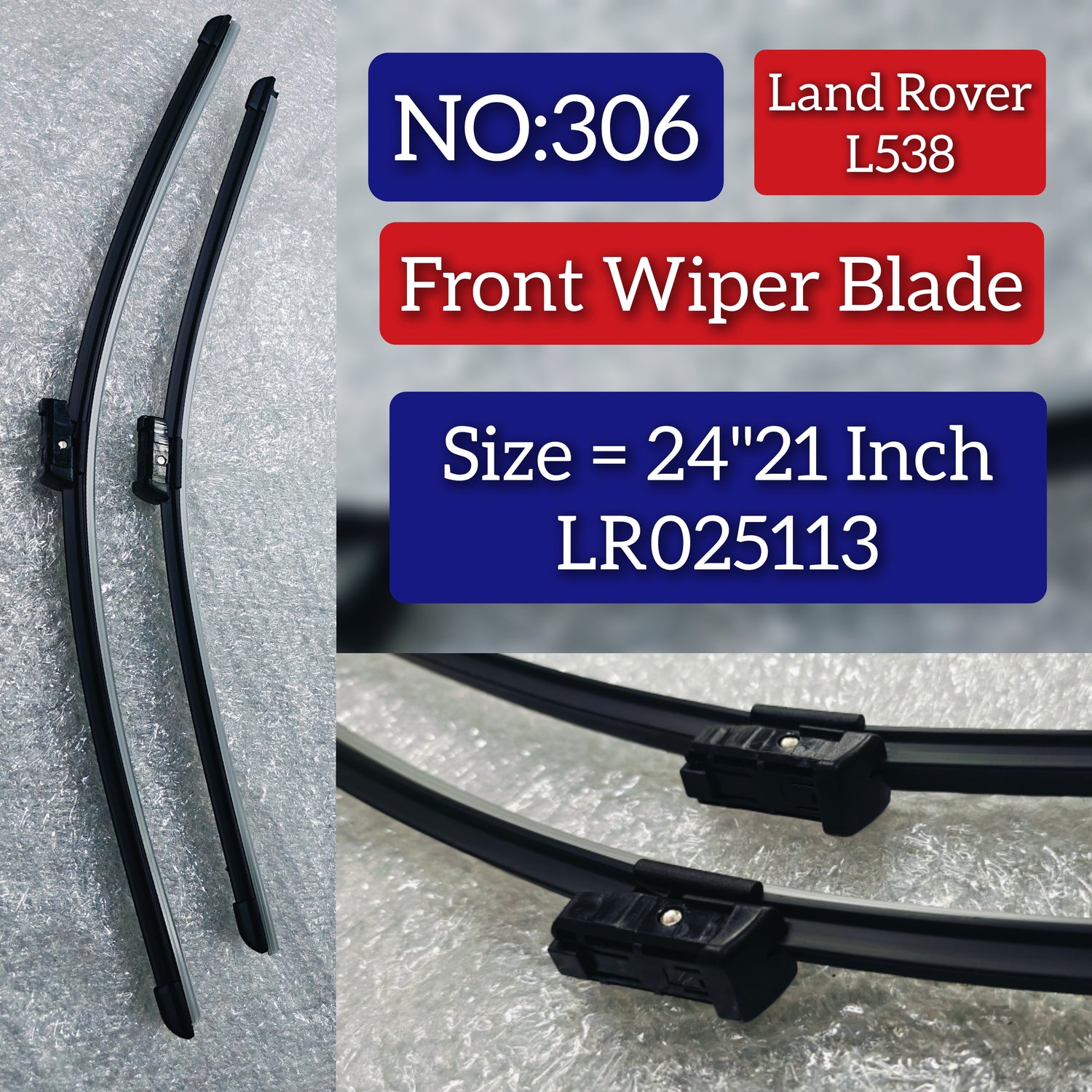 Front Wiper Blade Set (24'21 Inch) LR025113 LR078302 LR114647 LR114648 Compatible with RANGE ROVER EVOQUE L538 Tag No.306