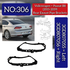 Rear Exaust Pipe Bracket Left 3GD807055 Right 3GD807056 Compatible With Volkswagen PASSAT B8 (362) Tag No.306