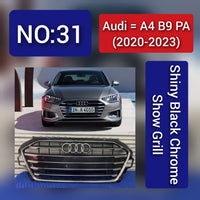 Show Gril Compatible With  Audi A4 B9 Facelift(2020-23) Shiny Black Chrome Tag 31