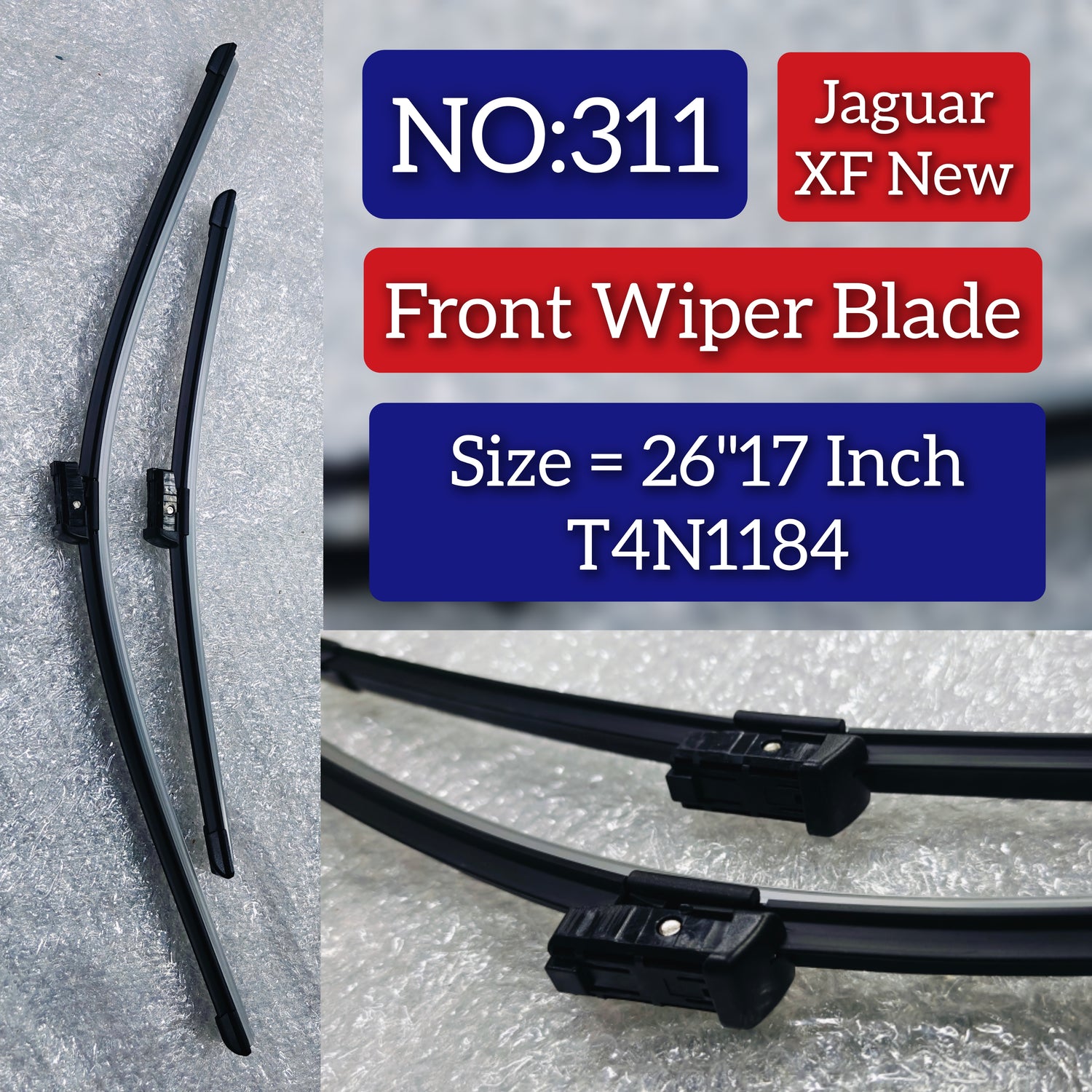 Front Wiper Blade Set (26'17 Inch) T4N1184 T4N1185 Compatible with JAGUAR XF Tag No.311
