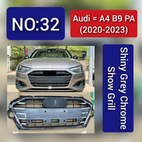 Show Grill Compatible With  Audi A4 B9 Facelift(2020-23) Shiny Grey Chrome  Tag 32