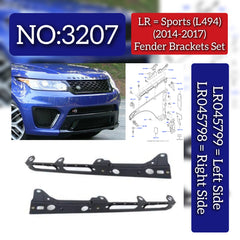 Fender Brackets Set  Right LR045798 & Left LR045799 Compatible With Land Rover Range Rover Sport - L494 (2014-2017) Tag No.3207