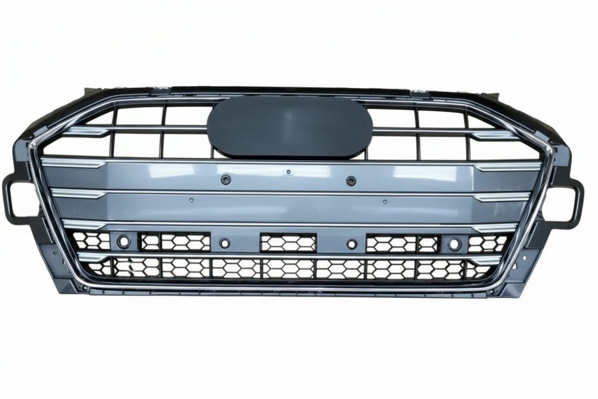 Show Grill Compatible With  Audi A4 B9 Facelift(2020-23) Shiny Grey Chrome  Tag 32