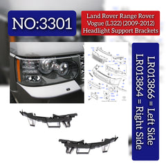 Headlight Bracket Set Right LR013864 & Left LR013866 Compatible With Land Rover Range Rover Vogue - L322 (2009-2012) Tag No.3301