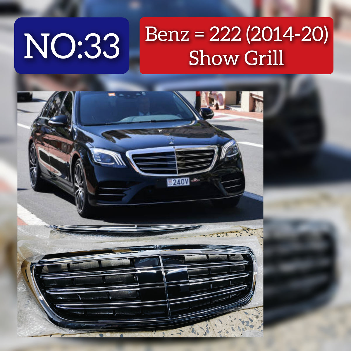 Classic Siver Chrome Show Grill   Compatible With    Mercedes Benz S-Class W222 (2013-2019) Tag 33