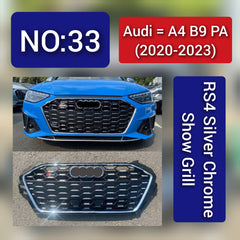 Audi A4 B9 Facelift(2020-23) RS4 Silver Chrome Show Grill Tag 33