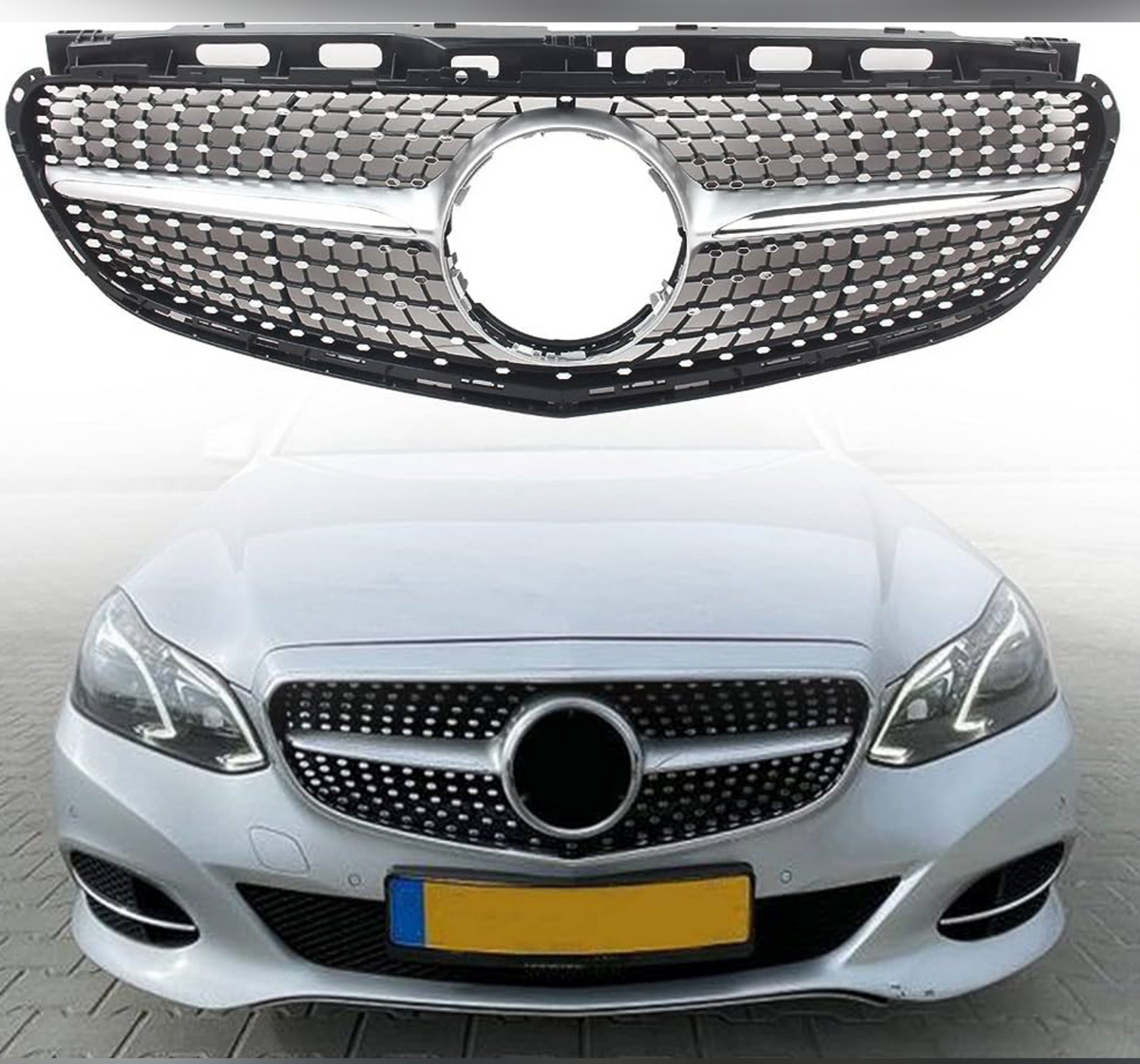Show Grill  Compatible With Benz = 212 T-2 Diamond Silver Tag 34