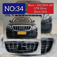 Silver Chrome Show Grill Compatible With  Mercedes Benz S-Class W222 (2016-2020) Tag 34