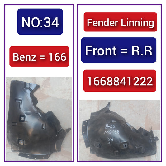 Rear Right Fender Liner 1668841222 A1668841222 Compatible With MERCEDES-BENZ GLE W166 Tag-FEM-34
