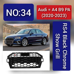 Audi A4 B9 Facelift(2020-23) RS4 Black Chrome Show Grill Tag 34