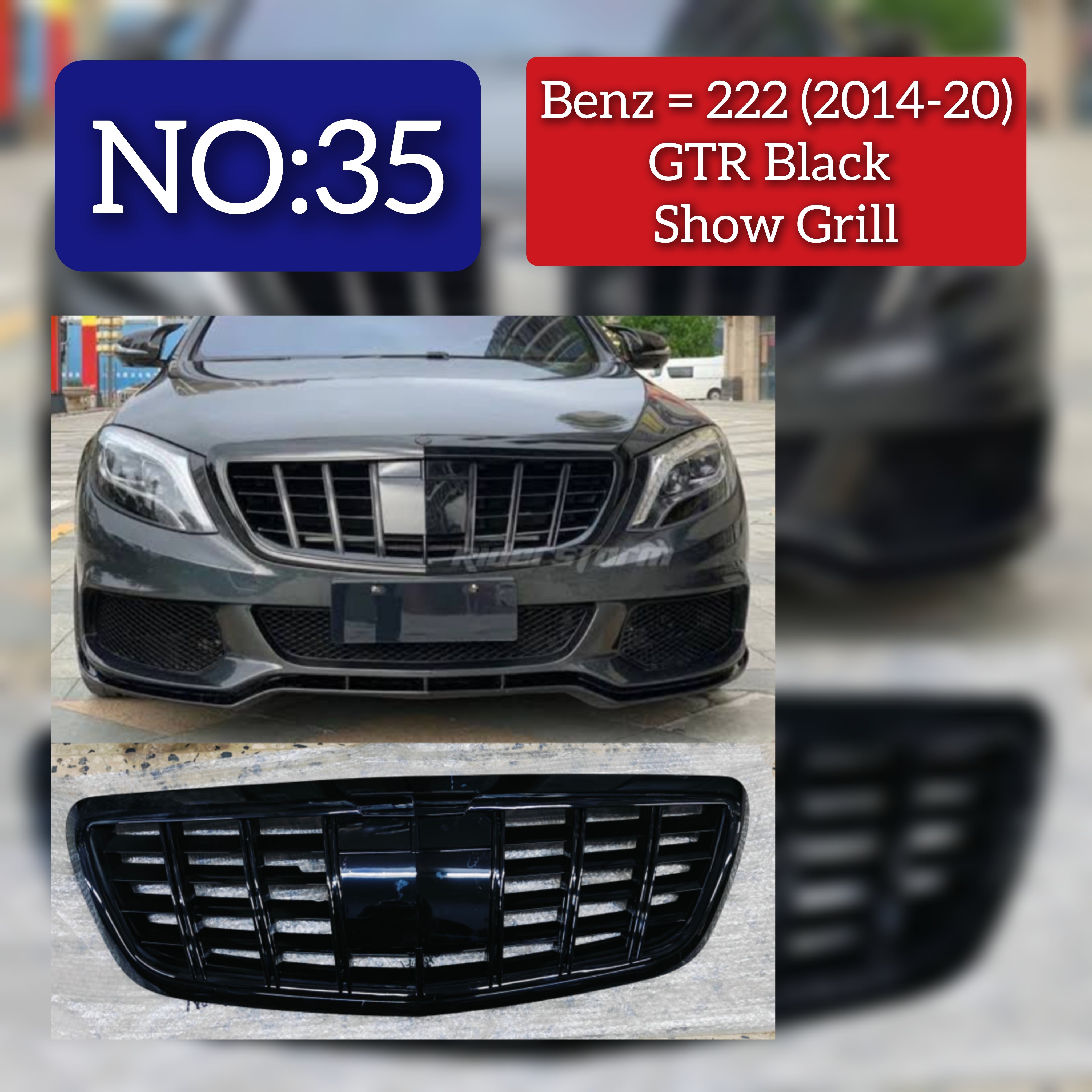 LCI Black Chrome Show Grill  Compatible With  Mercedes Benz S-Class W222  (2016-2020) Tag 35