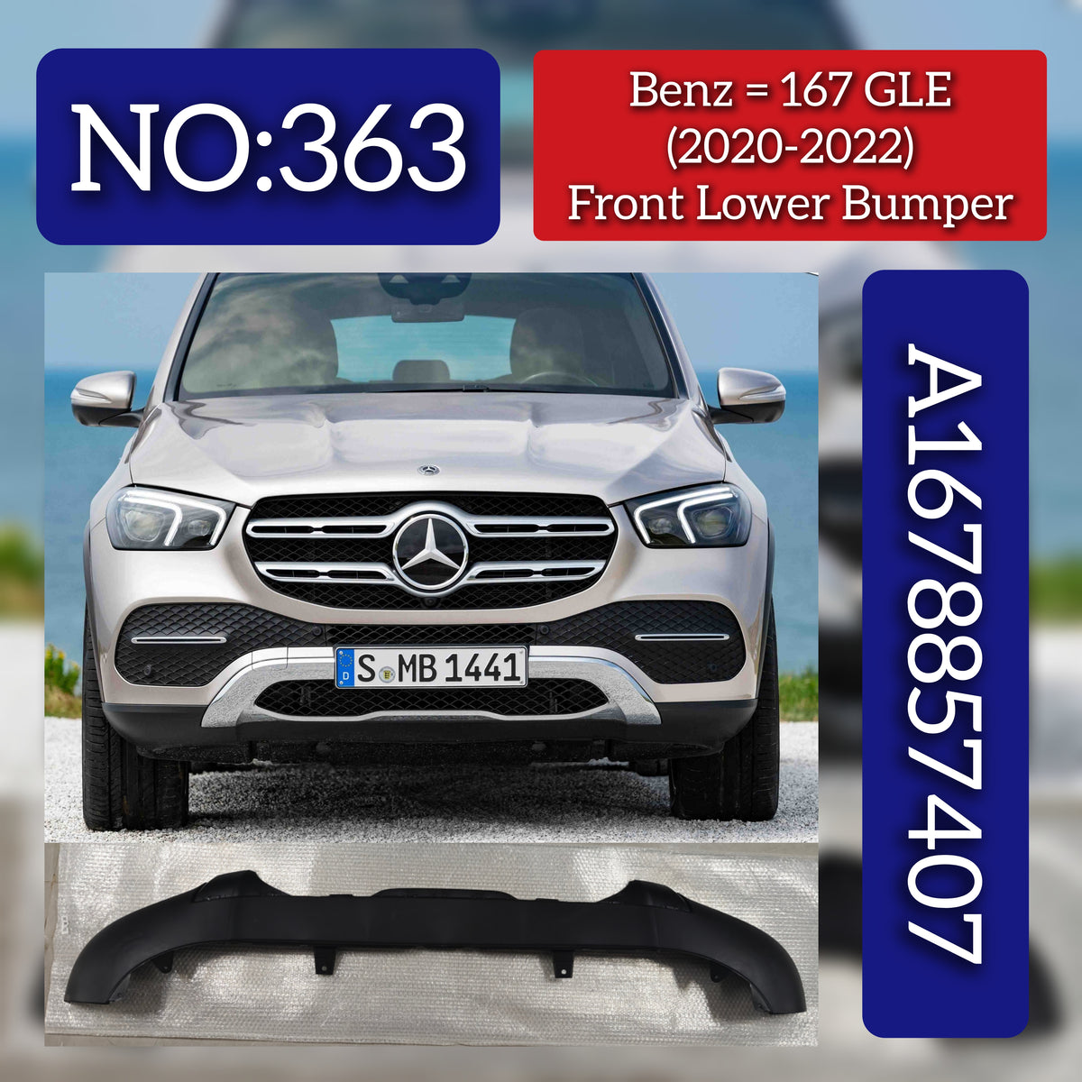 Front Lower Bumper 1678857407 A1678857407 Compatible With MERCEDES BENZ GLE CLASS W167 (2020-2022) Tag No.363