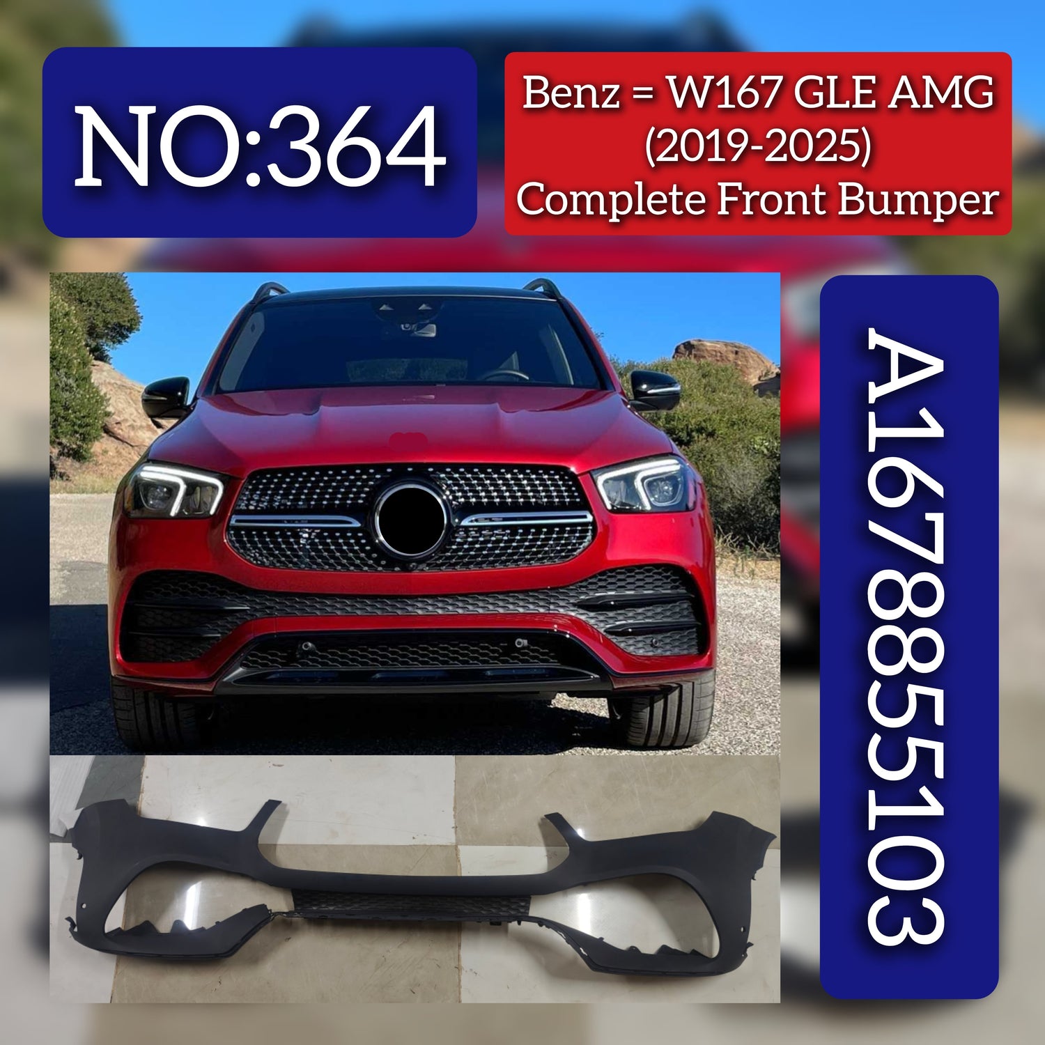 Complete Front Bumper A1678855103 1678855103 Compatible With Mercedes Benz W167 GLE (2019-24) Tag No.364