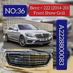 Chrome Show Grill Compatible With  Mercedes Benz S-Class W222  Original 4:Lines Tag 36