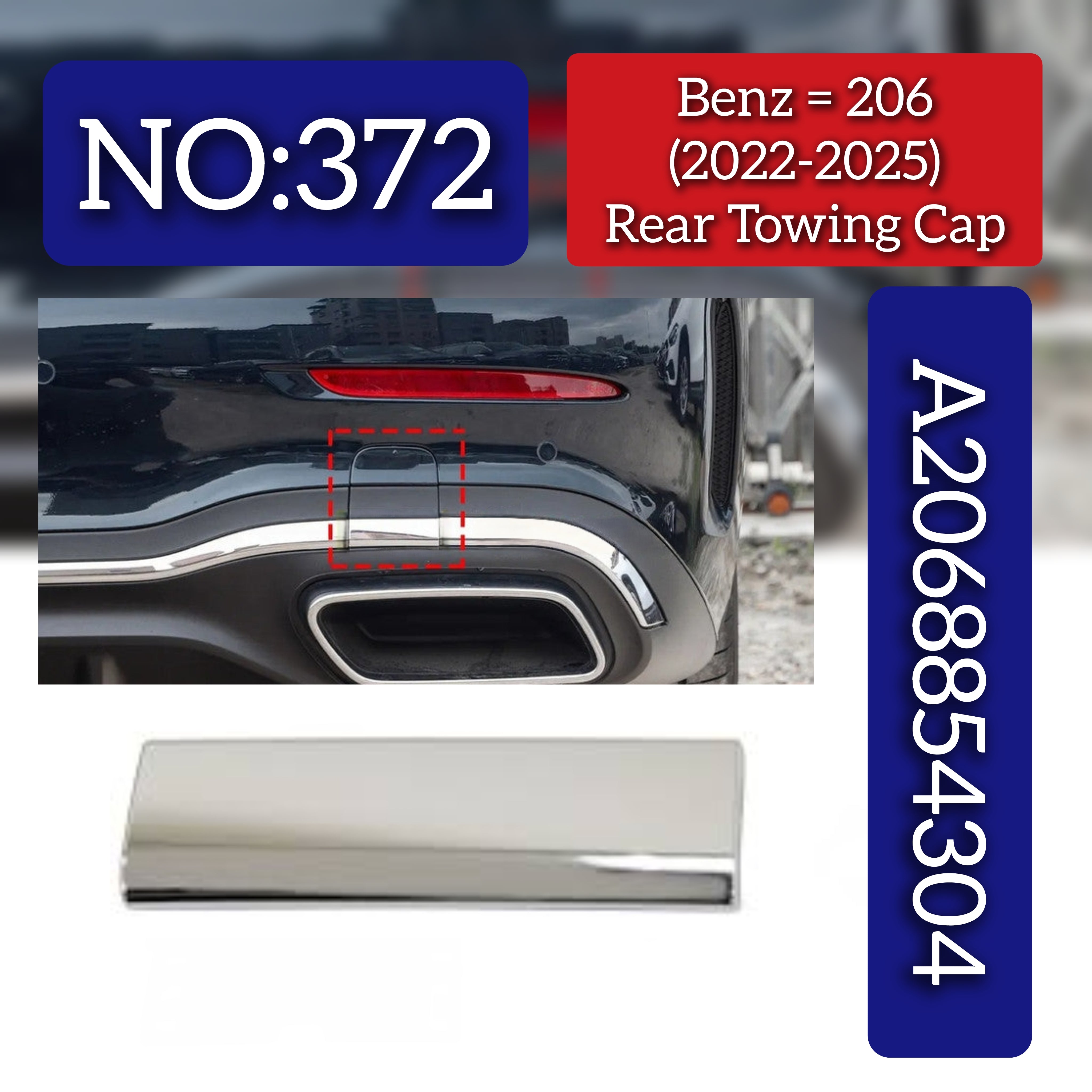Rear Towing Cap A2068854304 Compatible With MERCEDES-BENZ C-CLASS (W206) Tag No.372