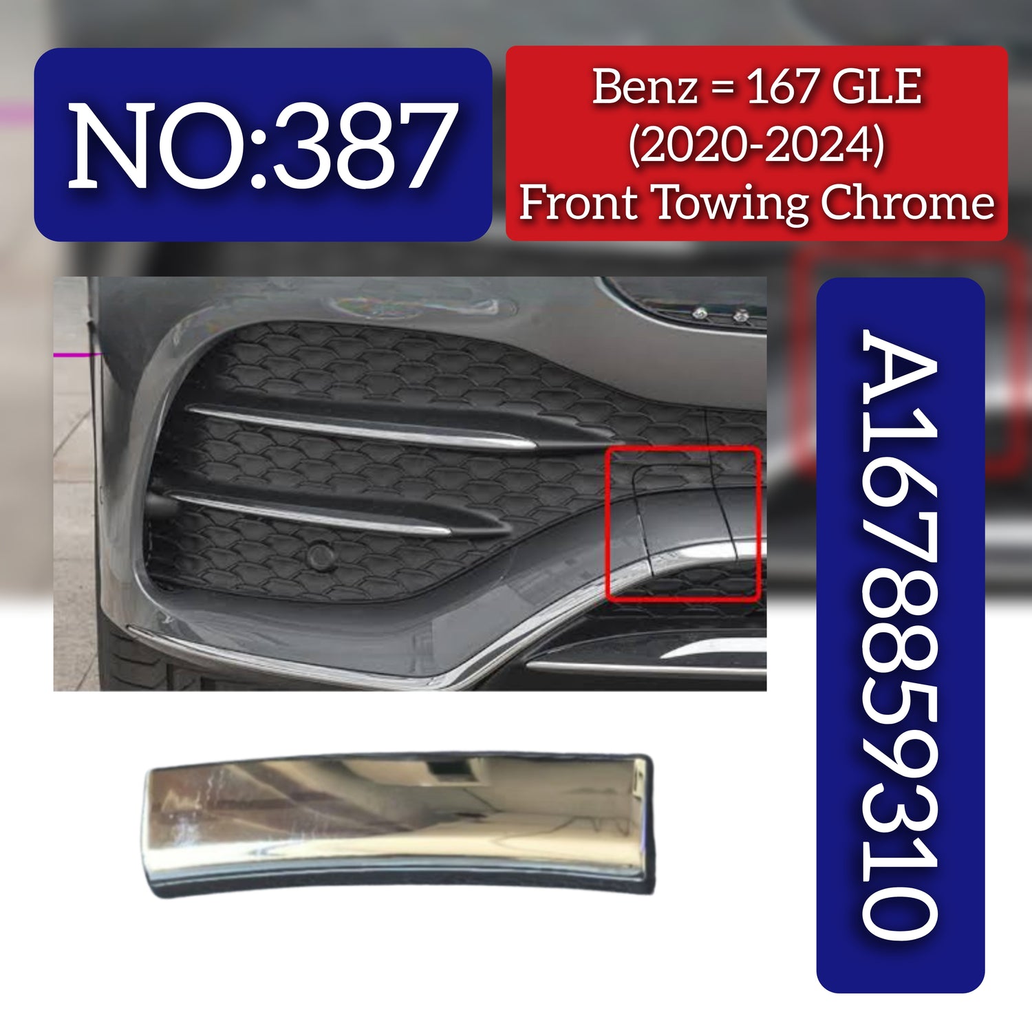 Front Towing Chrome A1678859310 Compatible With Mercedes Benz  GLE W167 Tag No.387