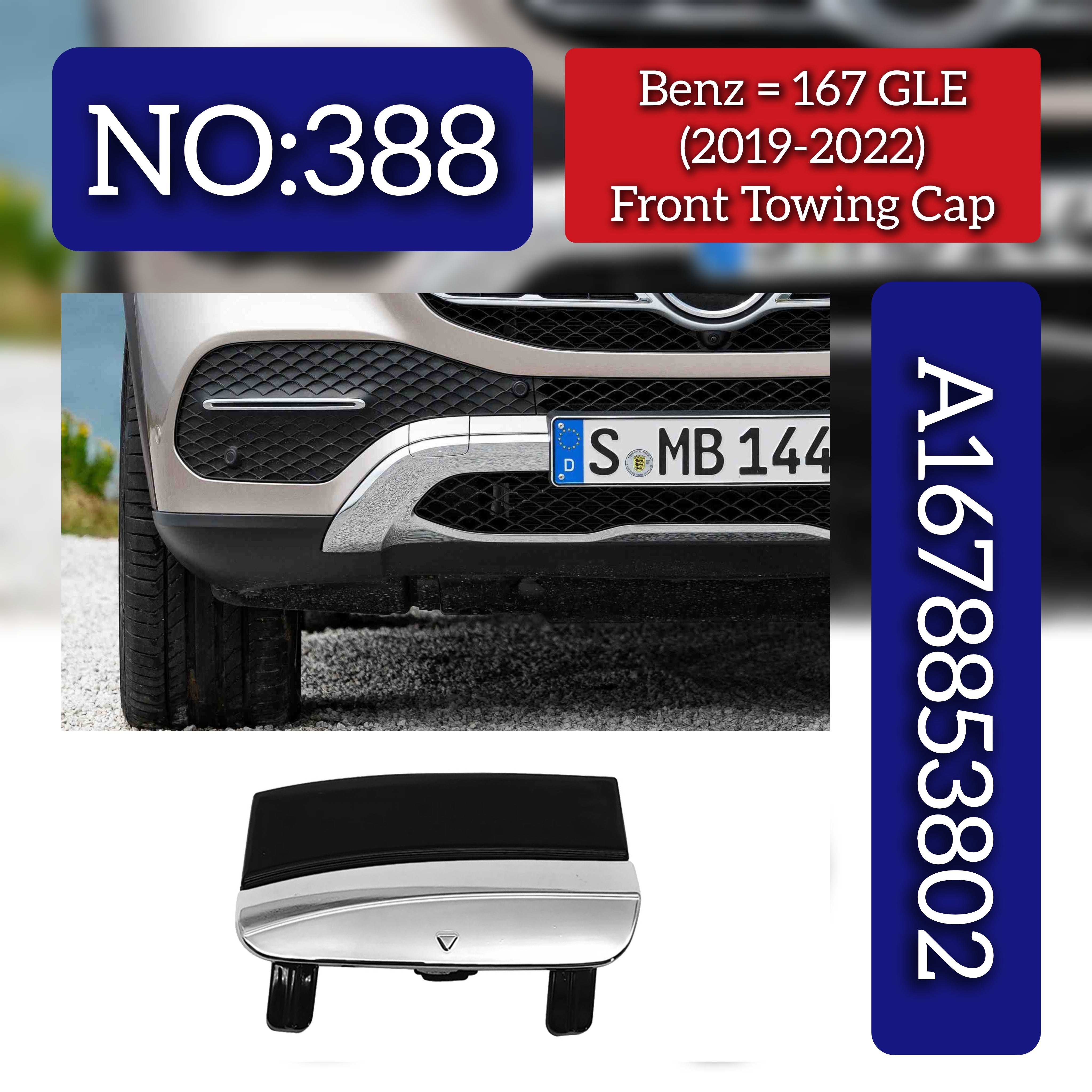 Front Towing Cap 1678853802 A1678853802  Compatible With Mercedes Benz GLE-Class (W167) (2019-2022) Tag No.388
