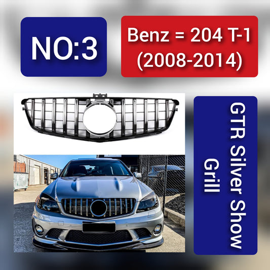 Silver Show Grill Compatible With Mercedes  Benz C-CLASS 204 T-1 (2008-2014) GTR Tag 3