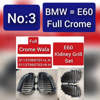 Full Crome Kidney Grill 51137065701=L.H & 51137065702=R.H  Compatible With BMW 5 Series E60 Set Tag 3