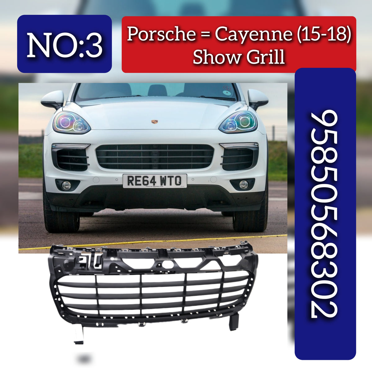 Show Grill 95850568302 Compatible With Porsche Cayenne (2015-2017) Tag No.3