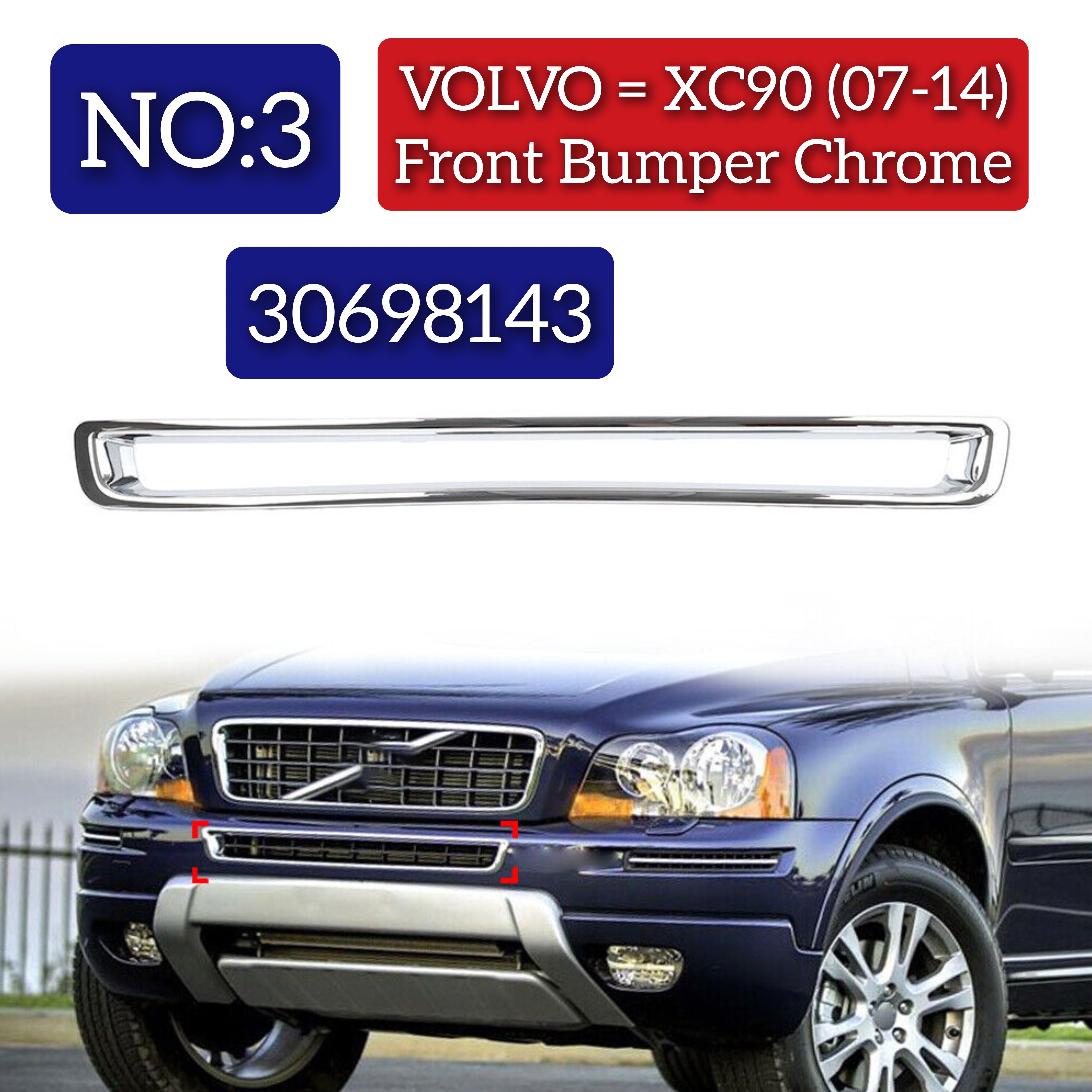 Front Bumper Chrome 30698143 Compatible With VOLVO  Volvo XC90 & VOLVO XC90 I (275) Tag No.03