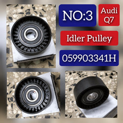 Belt Idler Pulley 059903341H 95510211801 Compatible with AUDI A4 B7 (8EC) | A4 / S4 & A6 C6 (4F2) | A6 / S6 & A8 D3 (4E2, 4E8) | A8 / S8 | A8L & Q7 (4LB) Tag no : 3