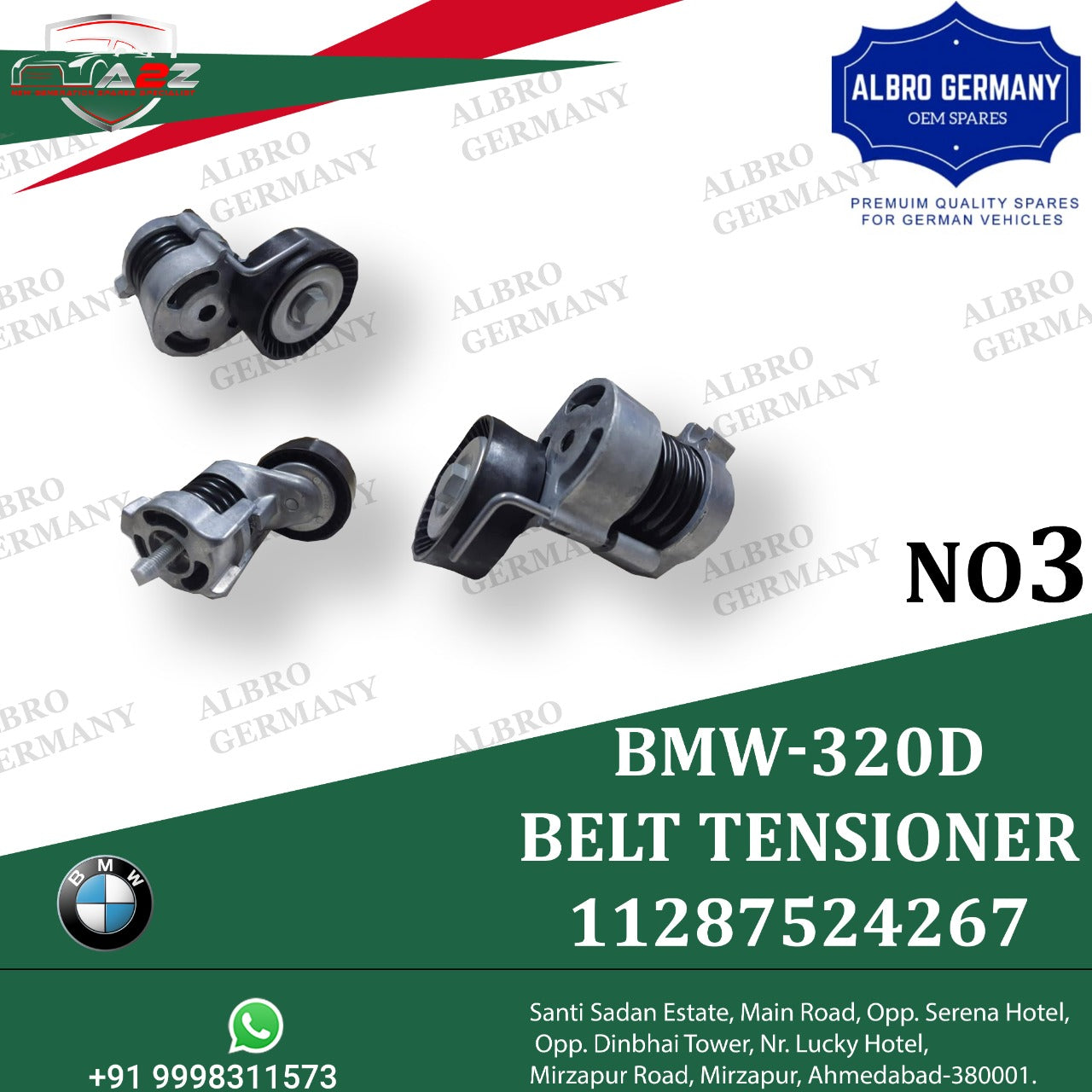 Belt Tensioner With Pulley 11287524267 1128144037 Compatible with BMW 3 Series (E90) & 5 Series (E60) & X1 (E84) Z4 Roadster (E85)