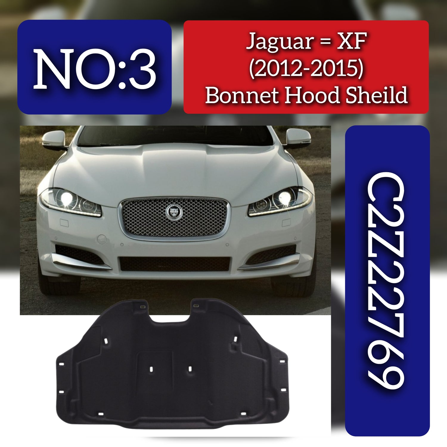 Bonnet Hood Shield C2Z22769 Compatible With Jaguar XF (2012-2015)