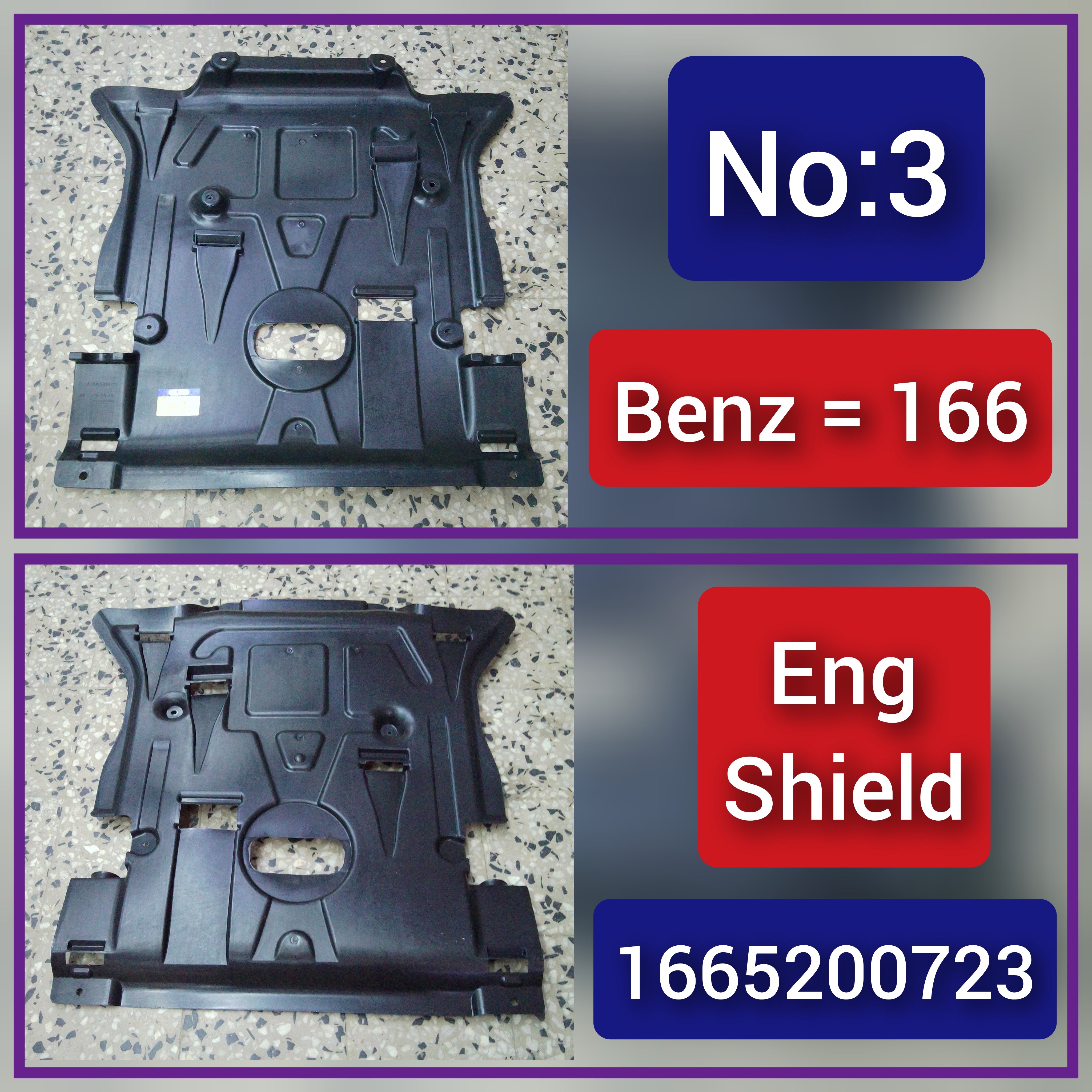 Front Center Radiator Support Splash Shield 1665200723 Compatible With MERCEDES-BENZ GLE W166 & GL W166 & GLS W166 Tag No.3