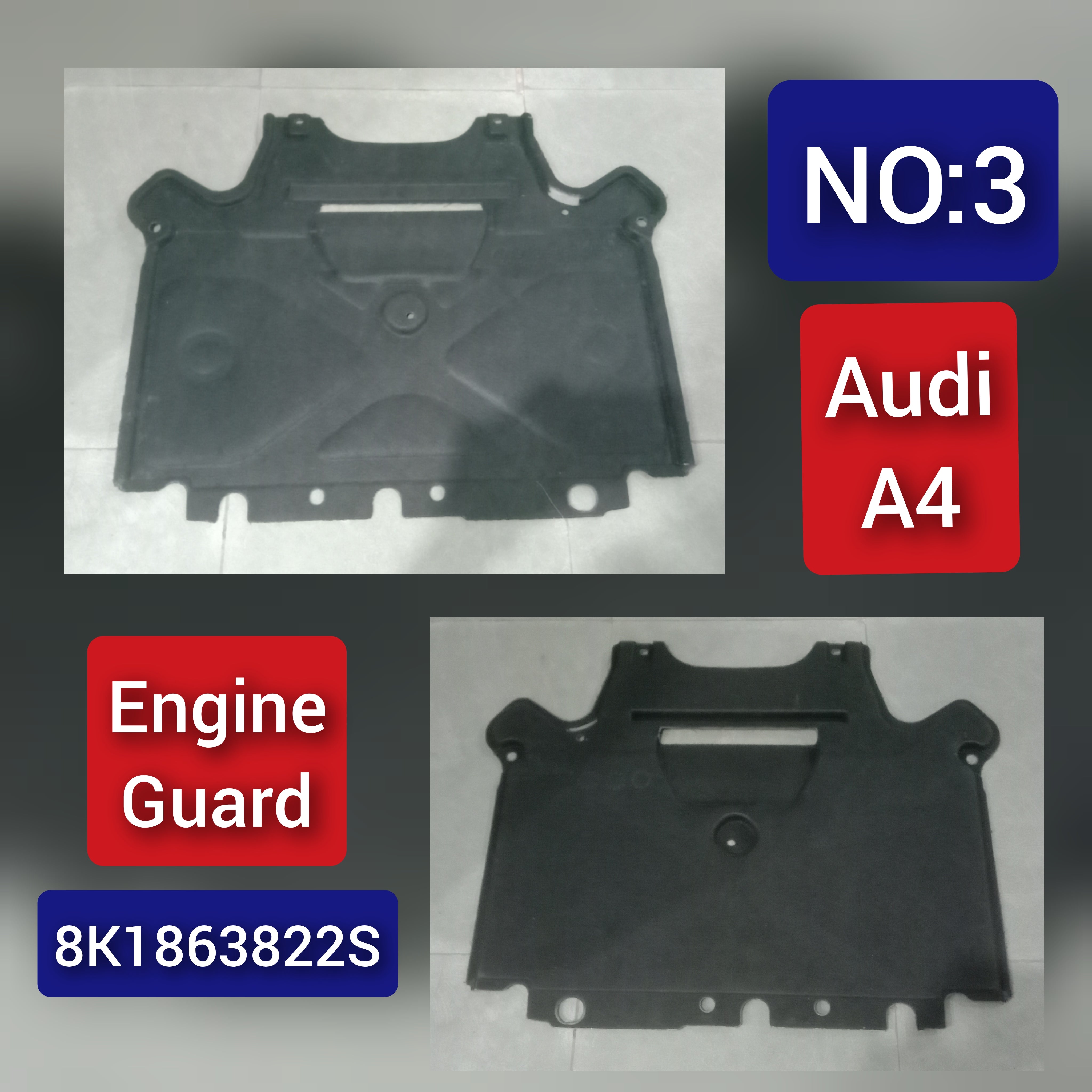 Rear Lower Under Engine Splash Shield Guard Cover 8K1863822S Compatible With AUDI A4 B8 (8K2) | A4 / S4 & A5 Sportback (8TA) | A5 / S5 & Q5 (8RB) Tag No.3