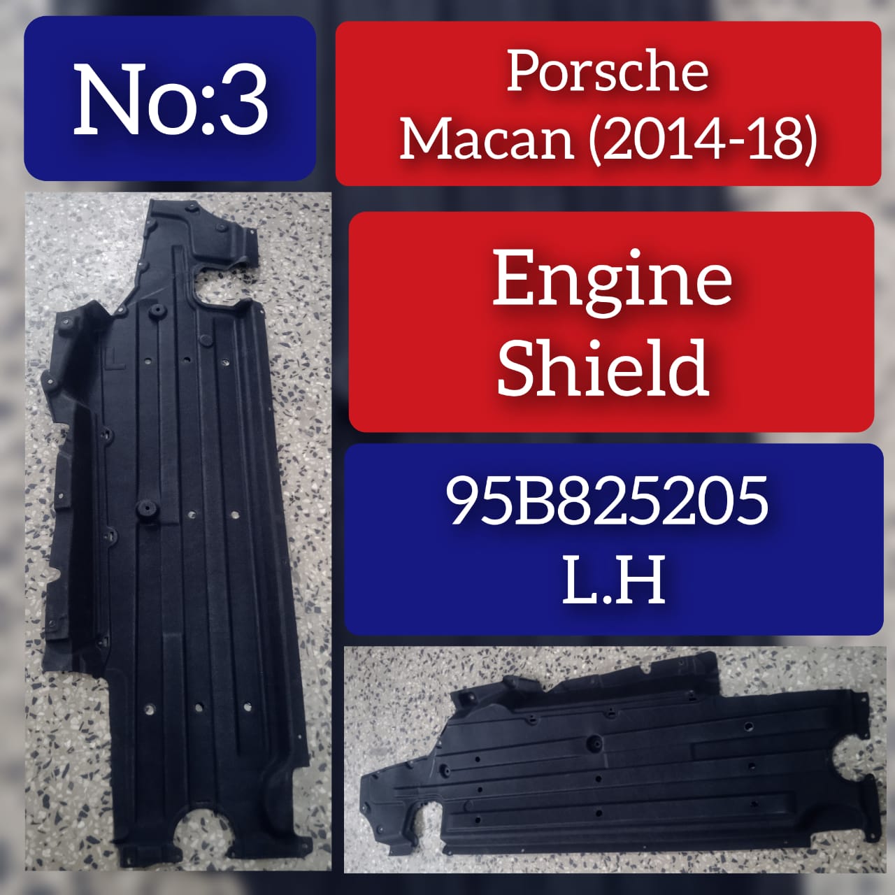 LEFT Underbody Radiator Splash Shield 95B825205 Compatible with Porsche Macan Tag No.3