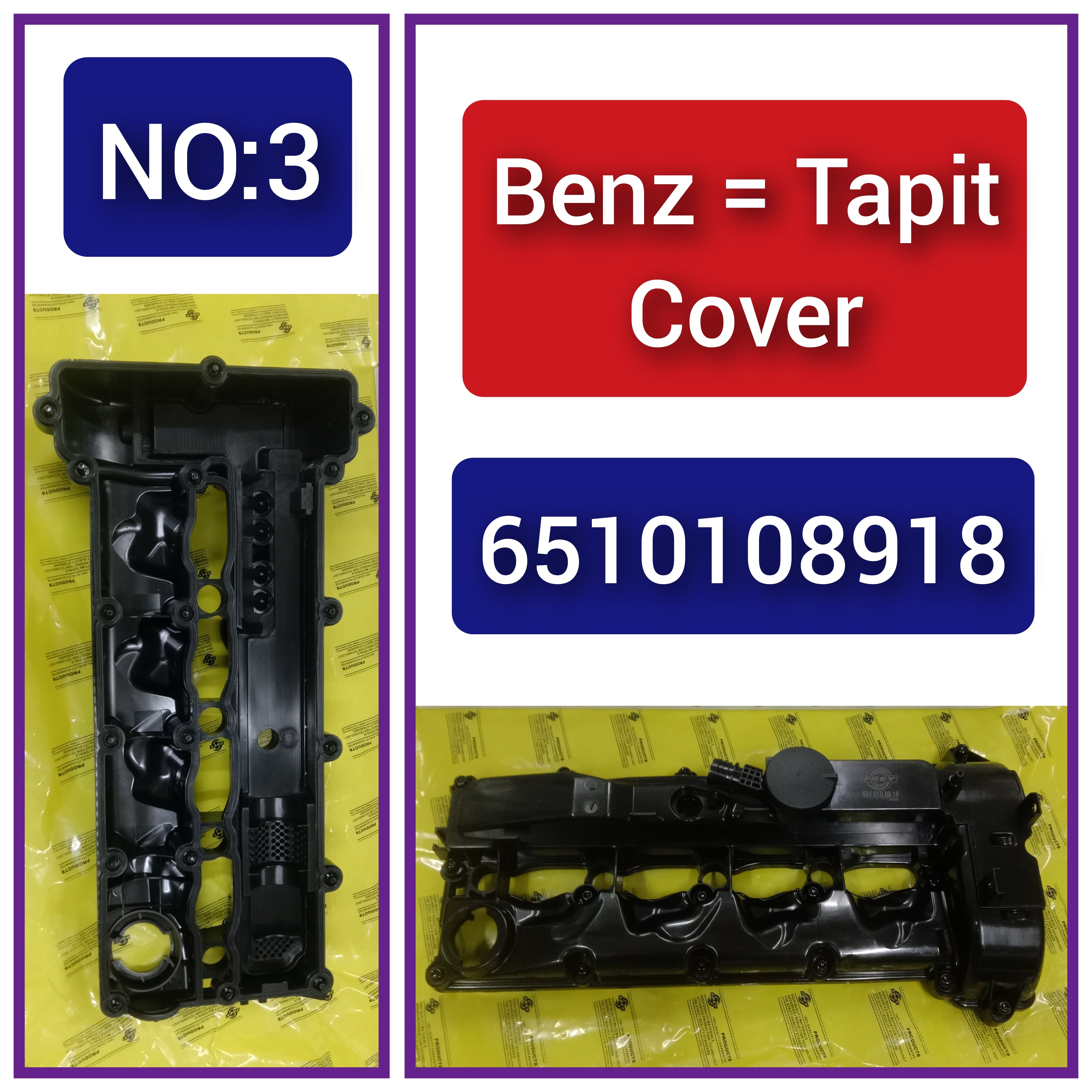 Tappet Cover (Cylinder Head Valve Cover) 6510108918 For MERCEDES-BENZ C-CLASS W204 W205 E-CLASS W212 GLE W166 Tag-T-03
