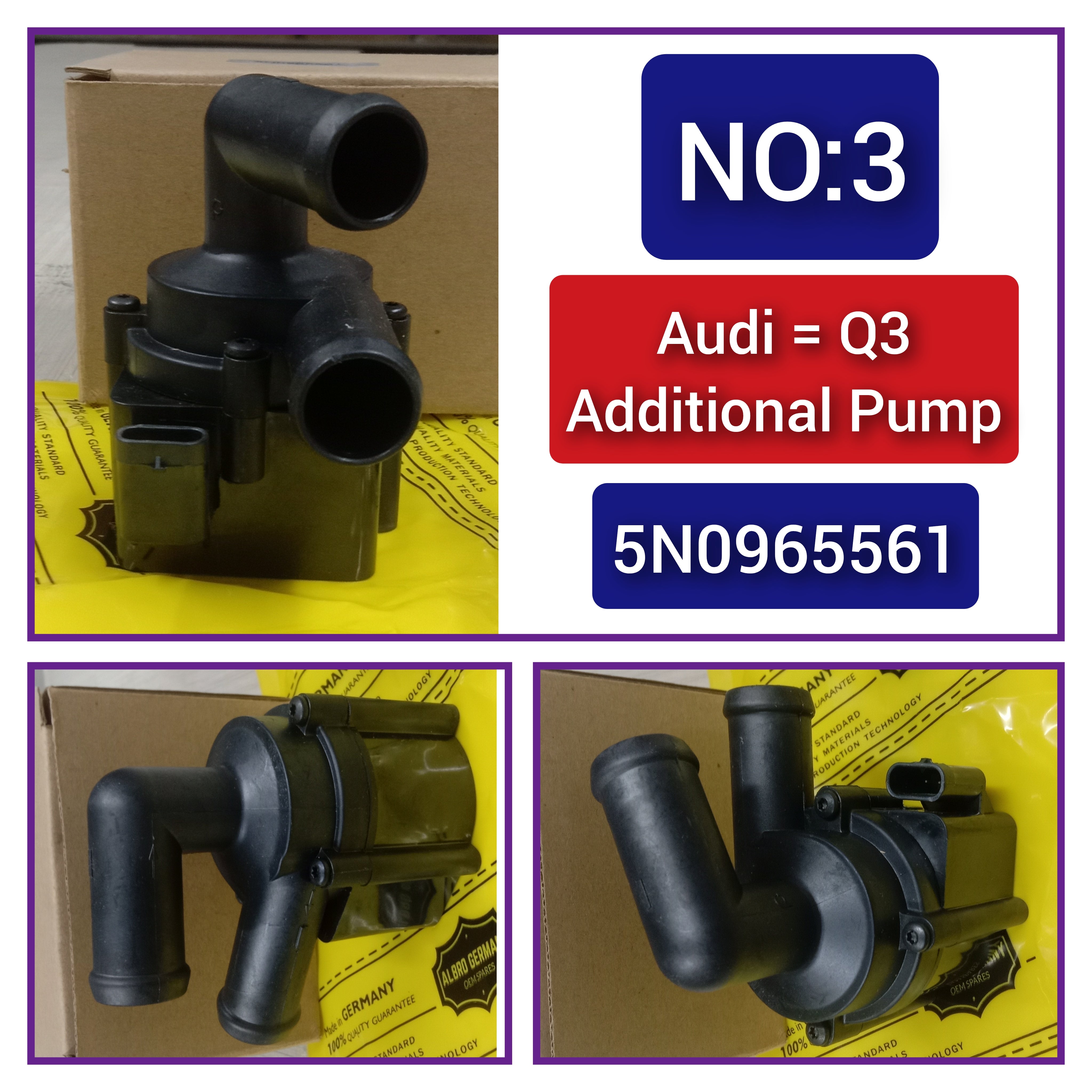Additional Water Pump 5N0965561 5N0122093 For AUDI Q3 Tag-A-03