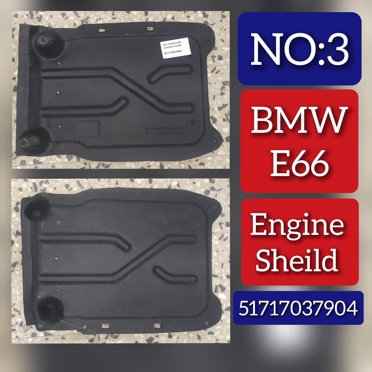 Underfloor Coating Center 51717037904  Compatible with BMW 7 Series E65 E66 E67 Tag No.3