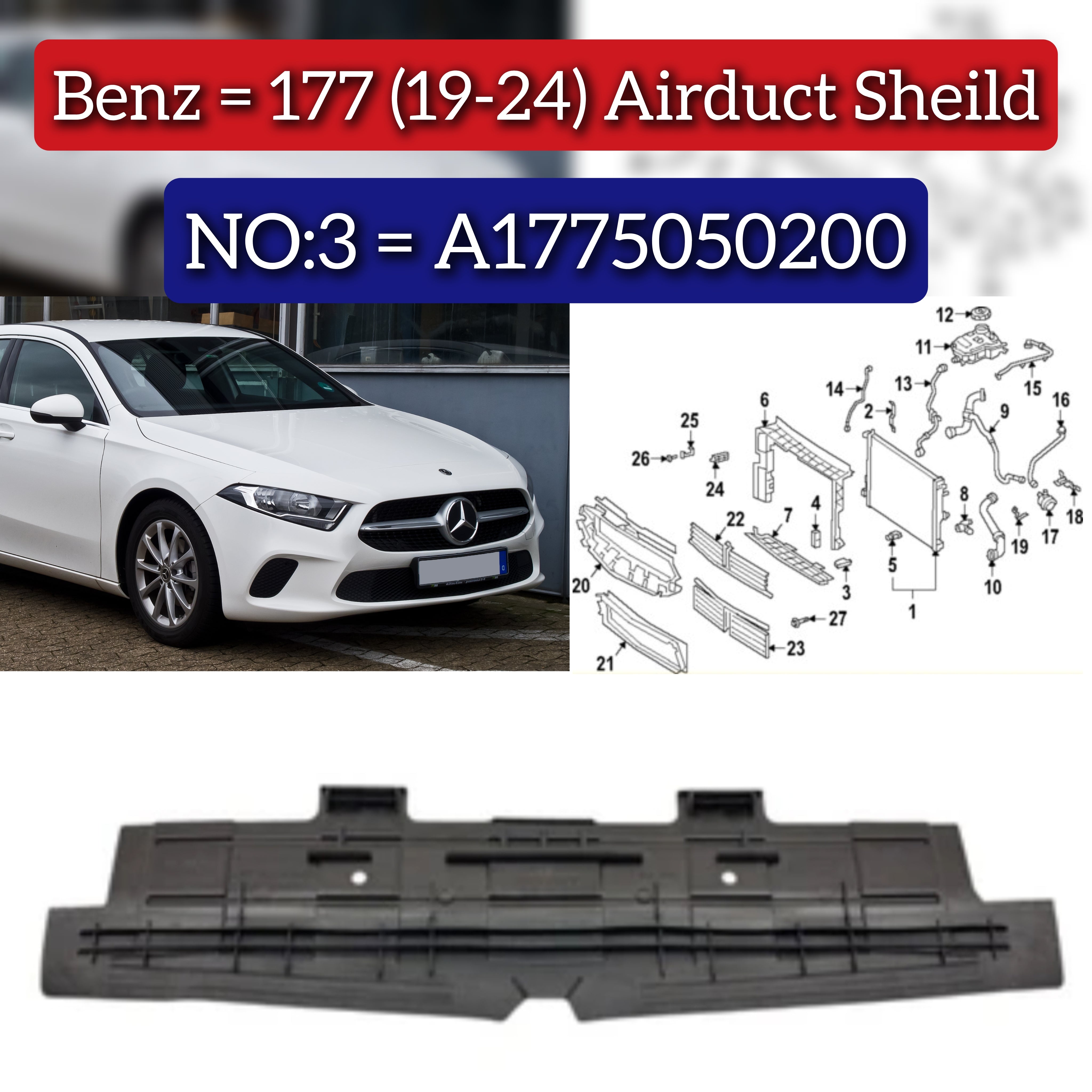Air Duct Sheild 1775050200 Compatible With Mercedes Benz Tag No.3